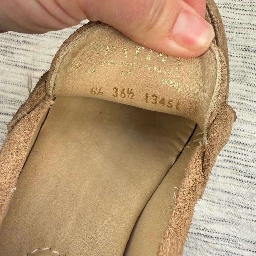 Patina Portland Leather Chunky Lug Sole Tan Suede Loafers‎ 6.5 Preppy Career